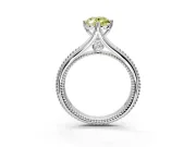 Solitaire Engagement Ring Setting for Fancy Yellow Oval Center with Milgrain Cathedral Band and Prong Head in Platinum