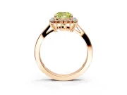 Starburst Halo Engagement Ring Setting for Fancy Yellow Cushion Cut Center with Flat Cathedral Band and Prong Head in Rose Gold