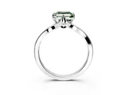 Solitaire Engagement Ring Setting for Fancy Green Asscher Cut Center with Plain Split Shank and Prong Head in Sterling Silver
