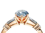 Bar-Set Engagement Ring Setting for Fancy Blue Marquise Center with Tapered Baguette Accents and Prong Head in Rose Gold