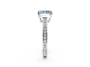 Solitaire Engagement Ring Setting for Fancy Blue Radiant Cut Center with Channel-Set Accent Band and Prong Head in White Gold