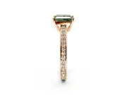 Solitaire Engagement Ring Setting for Fancy Green Princess Cut Center with Channel-Set Accent Band and Prong Head in Rose Gold