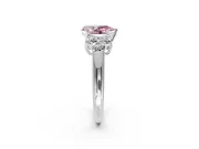 Cluster Engagement Ring Setting for Fancy Pink Pear-Shaped Center with Round Cut Accent Frame and Prong Head in White Gold