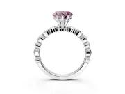 Solitaire Engagement Ring Setting for Fancy Pink Heart-Shaped Center with Beaded Bezel Station Band and Prong Head in Platinum