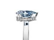 Hidden Halo Engagement Ring Setting for Fancy Blue Pear-Shaped Center with Wide Flat Plain Band and Prong Head in White Gold