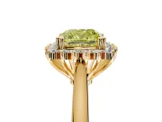Starburst Halo Engagement Ring Setting for Fancy Yellow Cushion Cut Center with Thin Round-Wire Band and Prong Head in Yellow Gold