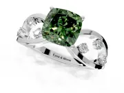 Solitaire Engagement Ring Setting for Fancy Green Cushion Cut Center with Criss-Cross Accent Band and Prong Head in Sterling Silver
