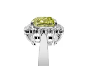 Starburst Halo Engagement Ring Setting for Fancy Yellow Cushion Cut Center with Flat Cathedral Band and Prong Head in Sterling Silver