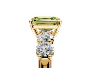 5 Stone Engagement Ring Setting for Fancy Yellow Emerald Cut Center with Graduated Accents and Prong Head in Yellow Gold