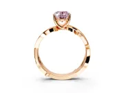 Solitaire Engagement Ring Setting for Fancy Pink Oval Center with Pave and Plain Crossover Band and Prong Head in Rose Gold