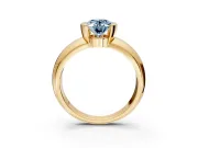 Tension Engagement Ring Setting for Fancy Blue Oval Center with Wide Flat Band and Tension Head in Yellow Gold
