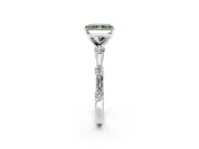 Solitaire Engagement Ring Setting for Fancy Green Radiant Cut Center with Bezel Station Band and Prong Head in White Gold