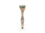 Solitaire Engagement Ring Setting for Fancy Green Princess Cut Center with Twisted Pave Split Shank and Prong Head in Rose Gold