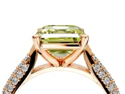 Solitaire Engagement Ring Setting for Fancy Yellow Asscher Cut Center with Multi-Row Accents and Prong Head in Rose Gold