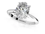Solitaire Engagement Ring Setting for Oval Center with Knife Ridge Band and Claw Prong Head in Platinum