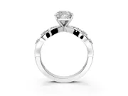 Solitaire Engagement Ring Setting for Cushion Cut Center with Criss-Cross Accent Band and Prong Head in Sterling Silver