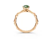 Solitaire Engagement Ring Setting for Fancy Green Pear-Shaped Center with Bamboo Band and Prong Head in Rose Gold