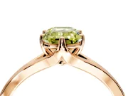 Solitaire Engagement Ring Setting for Fancy Yellow Emerald Cut Center with Plain Split Shank and Prong Head in Rose Gold