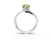 Solitaire Engagement Ring Setting for Fancy Yellow Cushion Cut Center with Raised Channel Band and Prong Head in White Gold