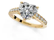 Solitaire Engagement Ring Setting for Heart-Shaped Center with Crossover Accents and Prong Head in Yellow Gold