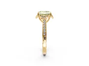 Floral Engagement Ring Setting for Fancy Yellow Radiant Cut Center with Four Accent Clusters and Prong Head in Yellow Gold