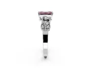 Leaf Engagement Ring Setting for Fancy Pink Emerald Cut Center with Milgrain Accent Band and Prong Head in Platinum