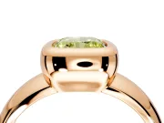 Solitaire Engagement Ring Setting for Fancy Yellow Cushion Cut Center with Wide Band and Bezel Head in Rose Gold