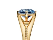 Solitaire Engagement Ring Setting for Fancy Blue Radiant Cut Center with Milgrain Cathedral Band and Prong Head in Yellow Gold