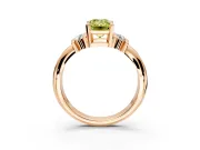 Solitaire Engagement Ring Setting for Fancy Yellow Emerald Cut Center with Grooved Bar Accent Band and Prong Head in Rose Gold