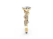 Solitaire Engagement Ring Setting for Oval Center with Bar-Station Pave Twist and Prong Head in Yellow Gold