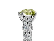 Solitaire Engagement Ring Setting for Fancy Yellow Heart-Shaped Center with Pave Cathedral Shoulders and Prong Head in Platinum