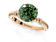 Rope Engagement Ring Setting for Fancy Green Round Cut Center with Accent Shoulders and Prong Head in Rose Gold