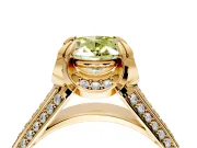 Solitaire Engagement Ring Setting for Fancy Yellow Oval Center with Accented Split Shank and Prong Head in Yellow Gold