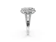 Halo Engagement Ring Setting for Marquise Center with Two-Strand Split Shank and Prong Head in White Gold