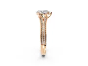Solitaire Engagement Ring Setting for Pear-Shaped Center with Pave Rail Split Shank and Prong Head in Rose Gold