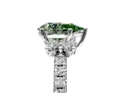 Paired Accent Engagement Ring Setting for Fancy Green Pear-Shaped Center with Pave Band and Prong Head in Sterling Silver