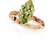 Solitaire Engagement Ring Setting for Fancy Yellow Marquise Center with Scrollwork Band and Prong Head in Rose Gold