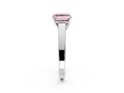 Solitaire Engagement Ring Setting for Fancy Pink Asscher Cut Center with Tapered Split Shoulders and Prong Head in Platinum