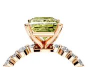 Solitaire Engagement Ring Setting for Fancy Yellow Princess Cut Center with Alternating Size Accents and Prong Head in Rose Gold