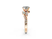 Solitaire Engagement Ring Setting for Round Cut Center with Marquise Accent Twist Band and Prong Head in Rose Gold