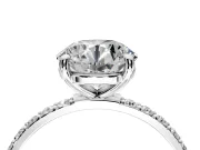 Solitaire Engagement Ring Setting for Round Cut Center with Pave Accents and Prong Head in Platinum