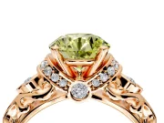 Solitaire Engagement Ring Setting for Fancy Yellow Round Cut Center with Filigree Band and Prong Head in Rose Gold