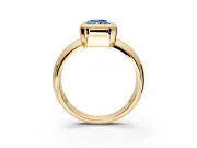 Solitaire Engagement Ring Setting for Fancy Blue Radiant Cut Center with Wide Band and Bezel Head in Yellow Gold