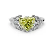 Leaf Cluster Engagement Ring Setting for Fancy Yellow Heart-Shaped Center with Marquise Accents and Prong Head in Platinum