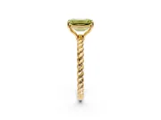 Solitaire Engagement Ring Setting for Fancy Yellow Emerald Cut Center with Plain Twisted Rope Band and Prong Head in Yellow Gold