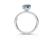 Hidden Halo Engagement Ring Setting for Fancy Blue Heart-Shaped Center with Thin Rounded Band and Prong Head in Sterling Silver