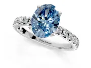 Solitaire Engagement Ring Setting for Fancy Blue Oval Center with Large Accents and Prong Head in Platinum