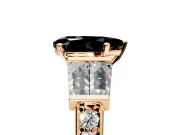 Channel-Set Engagement Ring Setting for Fancy Black Pear-Shaped Center with Baguette Band and Prong Head in Rose Gold