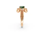 Solitaire Engagement Ring Setting for Fancy Green Cushion Cut Center with Twisted Band and Scroll Prong Head in Rose Gold