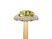 Halo Engagement Ring Setting for Fancy Yellow Round Cut Center with Plain Tapered Band and Prong Head in Yellow Gold
